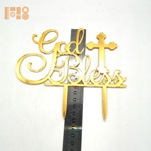 New Arrival Silver 'God Bless' Acrylic Cake Topper for Baby Shower <strong>Baptism</strong> Christening Party Wedding <strong>Decorations</strong> - Product Image 5