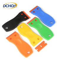 DCHOA Grattoir à fenêtre manuel avec lame de rechange en plastique, grattoir en plastique 10 x 4 cm pour le nettoyage de la colle, l'élimination des autocollants et de la peinture