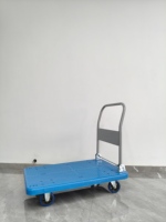 Carretilla de Mano Plegable de Plástico PP Azul, de Gran Capacidad de Carga, para Supermercado, Transporte de Mercancías