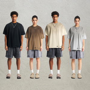 <span class=keywords><strong>T</strong></span>-<span class=keywords><strong>shirt</strong></span> in stile retrò da <span class=keywords><strong>uomo</strong></span> di alta qualità con segni personalizzati all'ingrosso a scarico transfrontaliero a spruzzo corto tinto da lavare personalizzato - Product Image 5