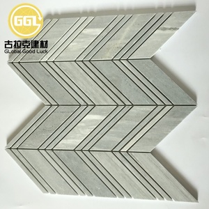 Carreaux de mosaïque en marbre <span class=keywords><strong>bleu</strong></span> Palissandro en forme d'arête de poisson poli pour mur et sol de villa d'hôtel - Product Image 2