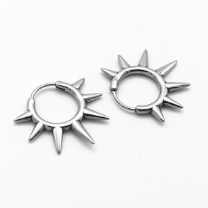 Pendientes de aro yunique con forma de púa, diseño geométrico de acero de titanio, joyería de moda - Product Image 4