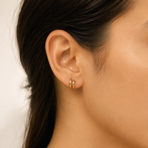 Pendientes de tuerca de doble curva, acero inoxidable con baño de oro de 14K, pequeños pendientes curvos pulidos, color oro y plata - Product Image 4