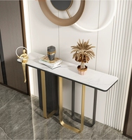 Console d'entrée moderne en marbre de luxe italien, table murale minimaliste pour couloir avec dalle de pierre pour salon