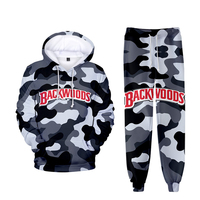 Ensemble de survêtement 2 pièces pour homme, motif Backwoods Cookie RAW, personnalisé par sublimation 3D, imprimé intégral, comprenant un sweat à capuche grande taille et un pantalon de jogging, faible MOQ