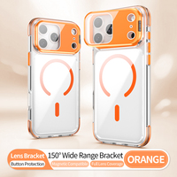 Coque de téléphone portable transparente de luxe pour iPhone 17 Pro 18 Pro Max, étui magnétique avec 150 points d'ancrage °   Support complet pour objectif d'appareil photo