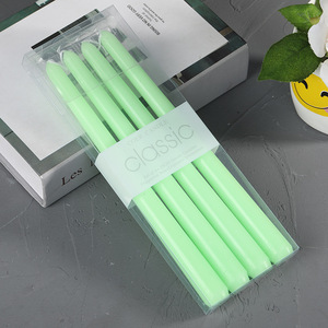 Bougies longues coniques multicolores, lot de 4, sans fumée, en cire, pour dîner, mariage, décoration d'ambiance de table à la maison - Product Image 3