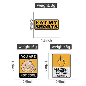 Eat My Shorts Esmalte Pin <span class=keywords><strong>Cita</strong></span> divertida de dibujos animados Dedo medio Gesto Broche Solapa Insignia Joyería Regalo Amigos - Product Image 6