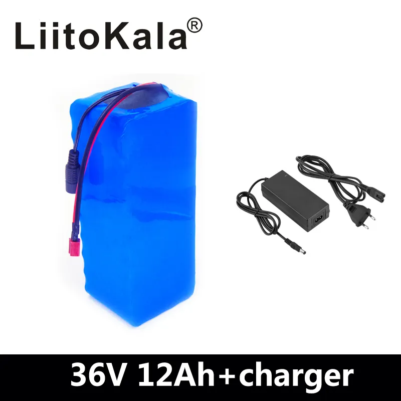 LiitoKala — batterie au Lithium de vélo électrique 36 V, 12ah, 20a + BMS, pour vélo et scooter électrique, avec chargeur