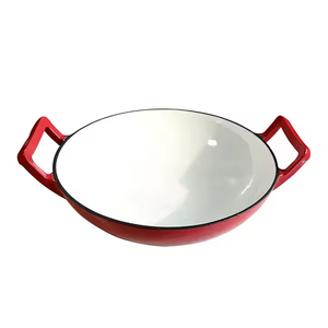 <span class=keywords><strong>Wok</strong></span> Tradicional Chino de Hierro Fundido Esmaltado Rojo Longkey, Certificado CE, Antiadherente, Ecológico, para Acampar al Aire Libre, 18-20L, Envío Inmediato - Product Image 1