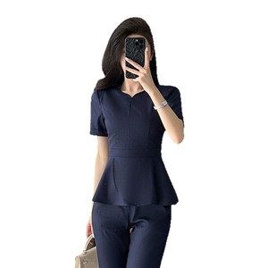 Apricot Women's Suit Set Short Sleeve Satin Office Lady Skirt Professional Workwear Spring Anti-Wrinkle - Product Image 5