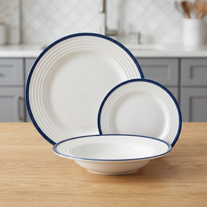 Set di Stoviglie in Porcellana Bianca Stile Provenzale con Bordo Blu (12 Pezzi) (Stile Spagnolo) (Ibili 693500) - Product Image 3