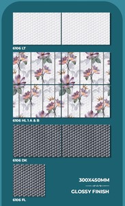 Carreaux muraux en céramique élégants, résistants aux acides, à faible absorption d'eau, aspect marbre géométrique moderne, 300x450mm, carreaux émaillés - Product Image 1