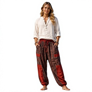 New Fashionable <b>Winter</b> Cotton Eco-Friendly Breathable Loose Fit Vintage <b>Trouser</b> Men <b>Women</b> Bohemian Daily Wear Dance Washed Waist - Product Image 1