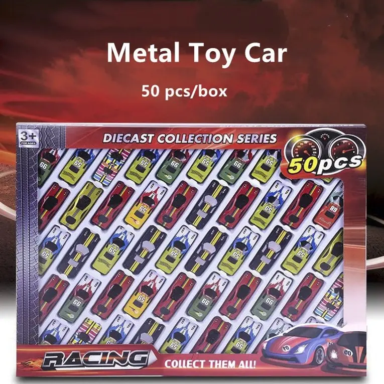 Kids 50-pieces Packing Diecast Toys Racing Car Toy Model Mini Alloy Metal Car Children Die Cast Inertia Vehicle Simulation Model