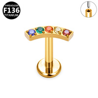 Getta ASTM F136 G23 Titane Clous de Labret Sans Filetage 16G à Poussoir pour Piercing Cartilage Oreille Tragus Hélix, Zircon pour Enfants