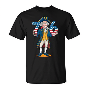 T-shirt patriotique George Washington 76 pour hommes, manches courtes, col rond, imprimé numérique, vêtements promotionnels - Product Image 3