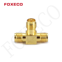 Adaptador en T Recto SMA FOXECO, Conector RF con Rosca Interna y Pin Interno, Macho a Macho