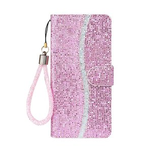 Nouvelle coque de protection en cuir PU scintillant avec sangle pour Huawei P40 P40Pro P40LiteE P30 <span class=keywords><strong>P30Pro</strong></span> P30Lite - Product Image 1