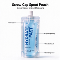 Pochette à bec verseur transparente de qualité alimentaire, Doypack imprimé sur mesure avec bouchon à vis pour l'emballage de boissons liquides fonctionnelles électrolytiques pour le sport