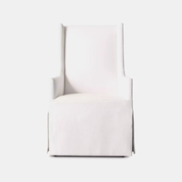 Ensemble de table à manger rectangulaire extensible de luxe discret avec base en métal moulé à la main, plateau en bois et chaise à accoudoirs en tissu