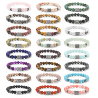Neuheit Wikinger-Runen-Symbol Norwegisches Perlenarmband 8mm Steinperlen Retro Roter Achat Elastisches Schnurarmband für Beste Geschenke