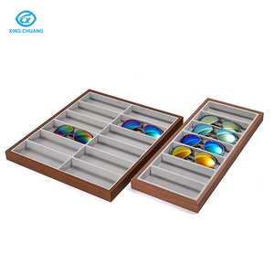 Sang trọng màu xám kính khay Countertop trường hợp lưu trữ chủ cảnh tượng Kính mát hiển thị gỗ tấm kính hiển thị khay - Product Image 5