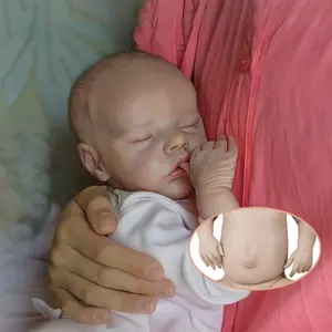 Boneka bayi baru lahir silikon cetakan bayi tidur prototipe rasio 1:1 mata tertutup hadiah anak-anak patung artis Kolektor terlahir kembali