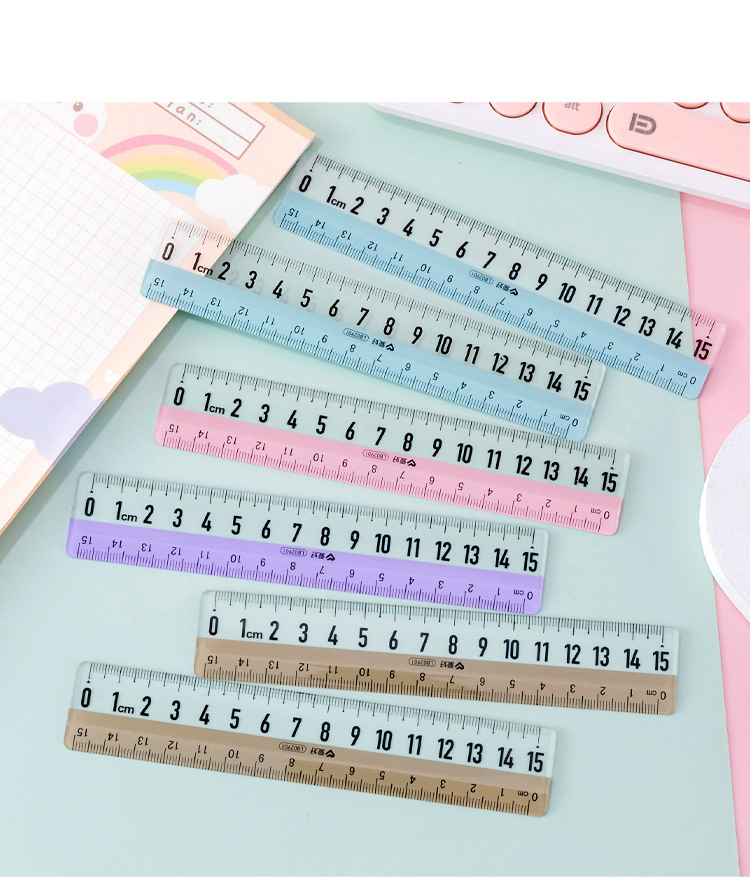 Set 4 Righelli Trasparenti 15cm - Anti-miopia Per Scuola E Ufficio - Con Goniometro E Triangoli - Foto 7
