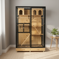 Cage à oiseaux en bois écologique faite à la main, cage à perroquet moyenne avec motif imprimé, mobilier de maison pour animaux de compagnie tendance