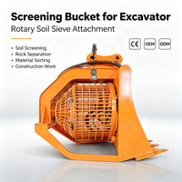 Godet de criblage rotatif haute performance pour excavatrice, godet tamiseur pour recyclage du sol, godet trommel certifié CE ISO