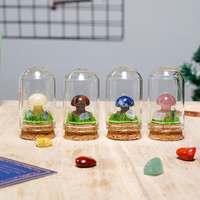 Vente en gros de bouteilles en verre champignon sculpté en cristal naturel ornements de jardin décoration intérieure spirituelle