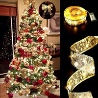 Guirlande lumineuse LED de Noël en forme de ruban, boîte cadeau, étanche, alimentée par piles, écologique, décoration d'ambiance ciel étoilé pour les pièces
