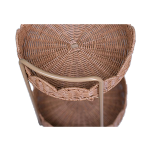 Chariot de service de cuisine de stockage en rotin à 2 niveaux Smart Furn chariot de bar industriel pour salle à manger et salon hôtels - Product Image 3