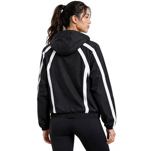 Wholesale Women's Reflective Stripe Windbreaker <b>Jacket</b> Lightweight Hooded <b>Running</b> Fitness Outerwear Custom Logo <b>jacket</b> for <b>men</b> - Product Image 2
