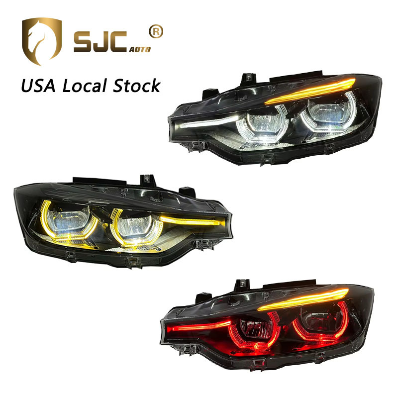 Sjc Auto Car Part V3 Headlight For BMW 3 Series F30 F35 Upgrade Tri-Color Yellow White Red DRL LED