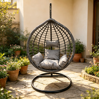 Fauteuil suspendu moderne en métal pour une personne avec coussin pour jardin, balançoire, hamac, patio, balcon, panier