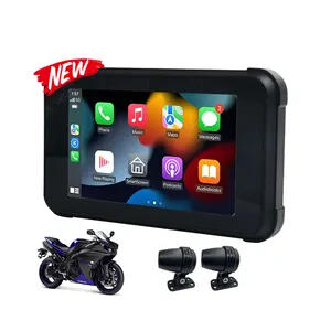 Motosiklet için 5 inç GPS navigasyon IP67 su geçirmez Carplay kablosuz GPS dokunmatik ekran radyo