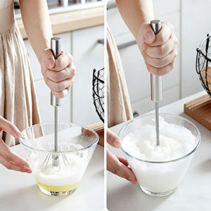 Batteur à œufs semi-automatique en acier inoxydable, <span class=keywords><strong>fouet</strong></span> rotatif à pression manuelle, mélangeur <span class=keywords><strong>manuel</strong></span> pour la cuisine, la pâtisserie à domicile - Product Image 2