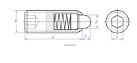 Vis de verrouillage télescopique à ressort en acier inoxydable 304 avec embout hexagonal M3-M12