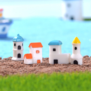 Casetta in miniatura in stile europeo Baomai per micro-paesaggi, decorazione da <span class=keywords><strong>giardino</strong></span> a tema faro e spiaggia, micro-paesaggio fai da te - Product Image 1