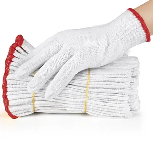 China Wholesale 30-60g/Pairs White Cotton Knitted Hand Glove Guante Safety Work Gloves