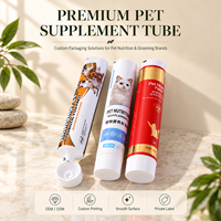 Emballage personnalisé en tube d'aluminium pour pâte nutritionnelle, avec bouchon à vis et tuyau en plastique pour compléments alimentaires pour animaux de compagnie (chats et chiens)