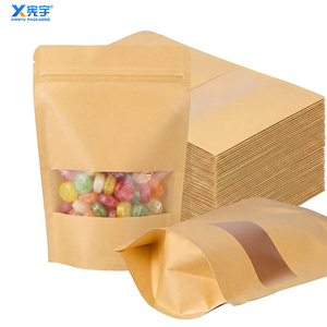 Sachet Doypack Personnalisé en Papier Kraft Brun avec Fenêtre, Refermable à Fermeture Ziplock et Thermoscellable, pour Stockage Alimentaire (Sucre, Flocons d'Avoine, Noix) - Product Image 1