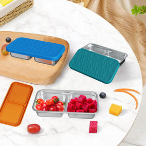 Boîte alimentaire multifonctionnelle en acier inoxydable avec couvercle en silicone sans BPA, petite boîte bento pour enfants avec couvercle en silicone - Product Image 2