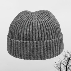 OEM/ DIY adulto negro de alta calidad elegante corto sin borde de punto cabaña cráneo gorro para el invierno - Product Image 2