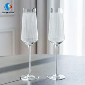 Verres à <span class=keywords><strong>champagne</strong></span> Samyo, flûtes à pied long, soufflées à la main, avec dé<span class=keywords><strong>coupe</strong></span> décorative. - Product Image 1