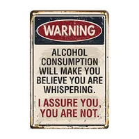 Placa Retro de advertencia de Alcohol para vino frío, carteles de lata de Metal, pintura, póster, pegatina artística de pared Vintage, decoración del hogar, Bar y Pub