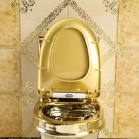 WC monobloc en céramique haut de gamme, moderne, doré, avec siphon en S, double chasse et télécommande