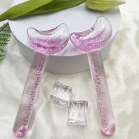 Globes de glace pour le visage, brillants, en verre borosilicate de haute qualité, masseur rafraîchissant, rouleau de glace en gel en forme de cœur pour le soin de la peau du visage